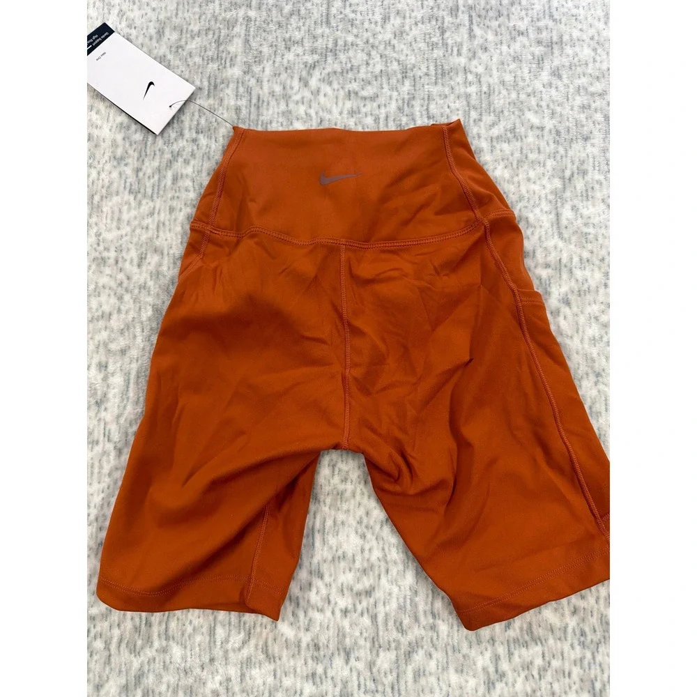 Nike One Dri-FIT Womens High Rise 8 Inch Biker Shorts Burnt Orange FZ6758-825 XS